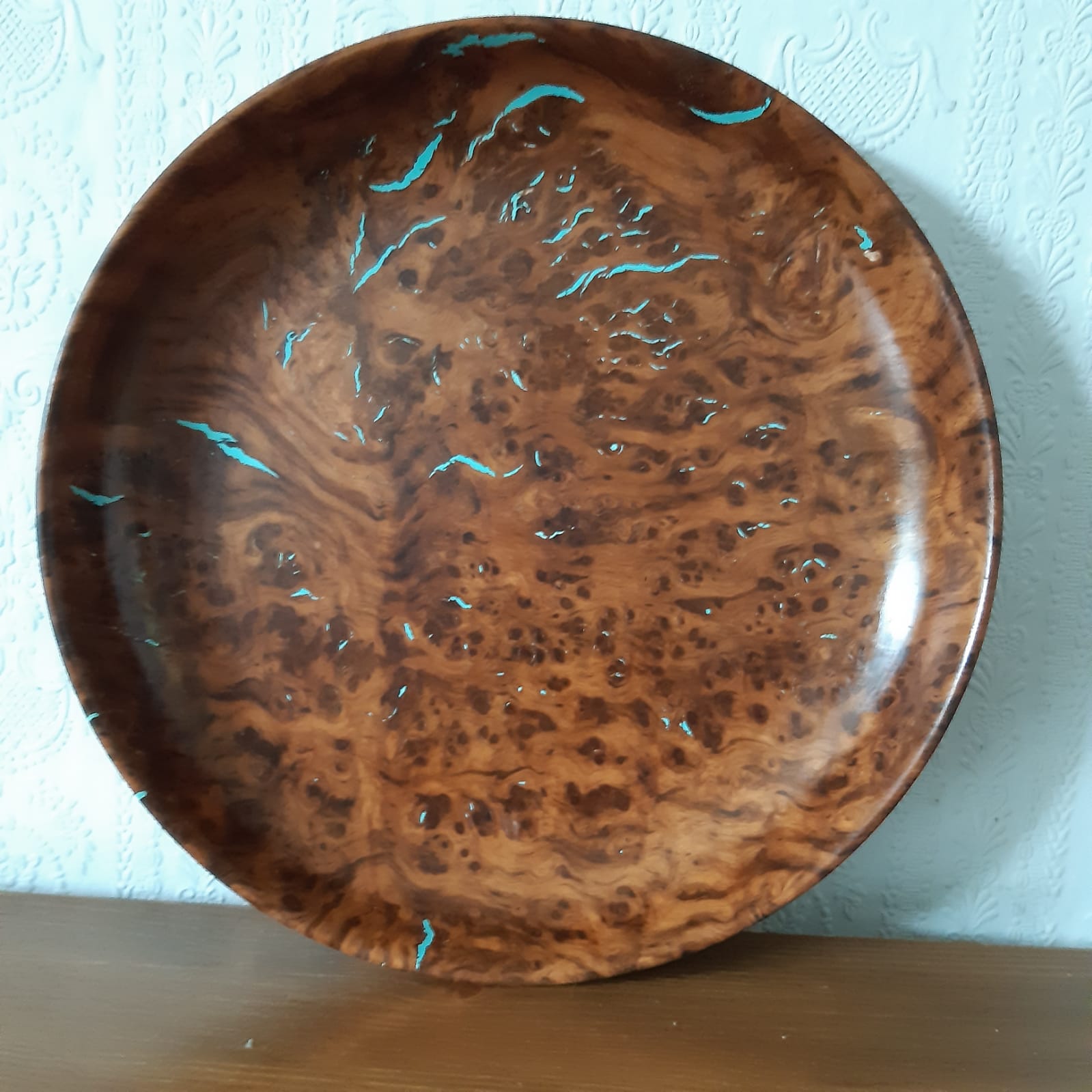 Bowl made from Elm burl, cracks filled with with Milliput, by Mark Holloway